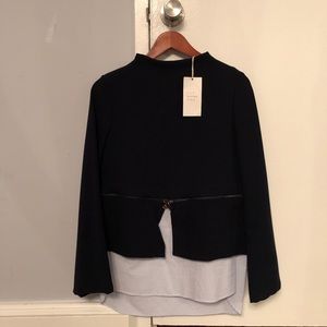 Zara Navy and Pinstripe Shirt - New, With Tag